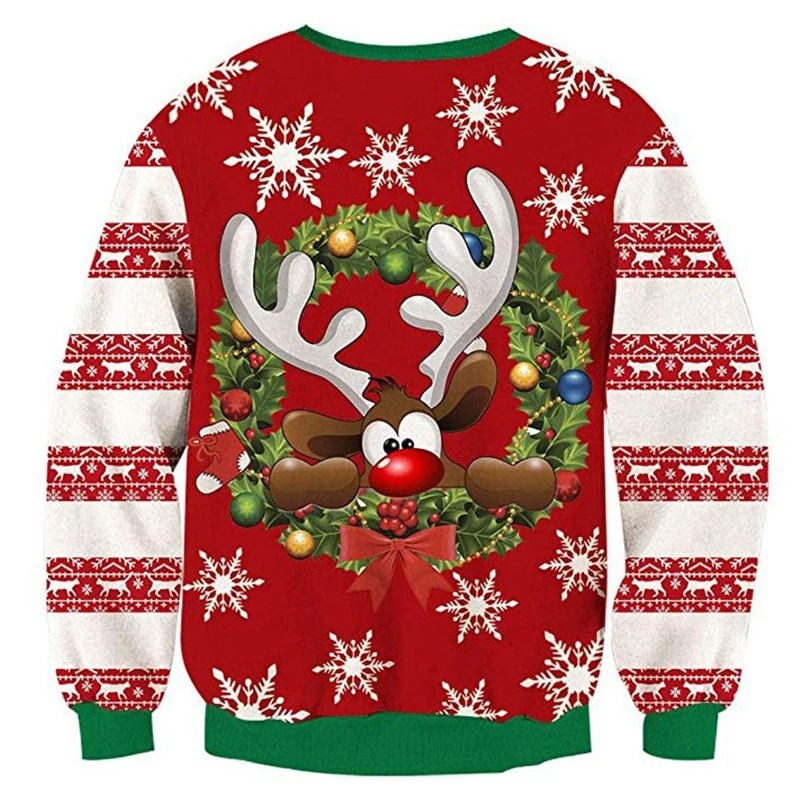 Уродливый Рождественский свитер с 3d принтом, новинка Уродливый Рождественский свитер унисекс для мужчин и женщин, пуловер с длинными рукавами и круглым вырезом, джемпер, свитер