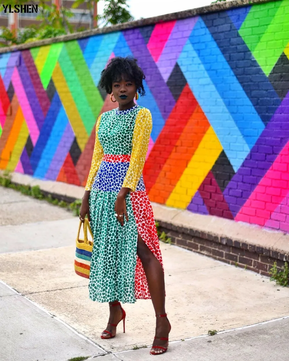 New African Dresses For Women Clothes Dashiki Rainbow Leopard Split Africa Dress Clothing High Quality Boubou Robe Africaine 01