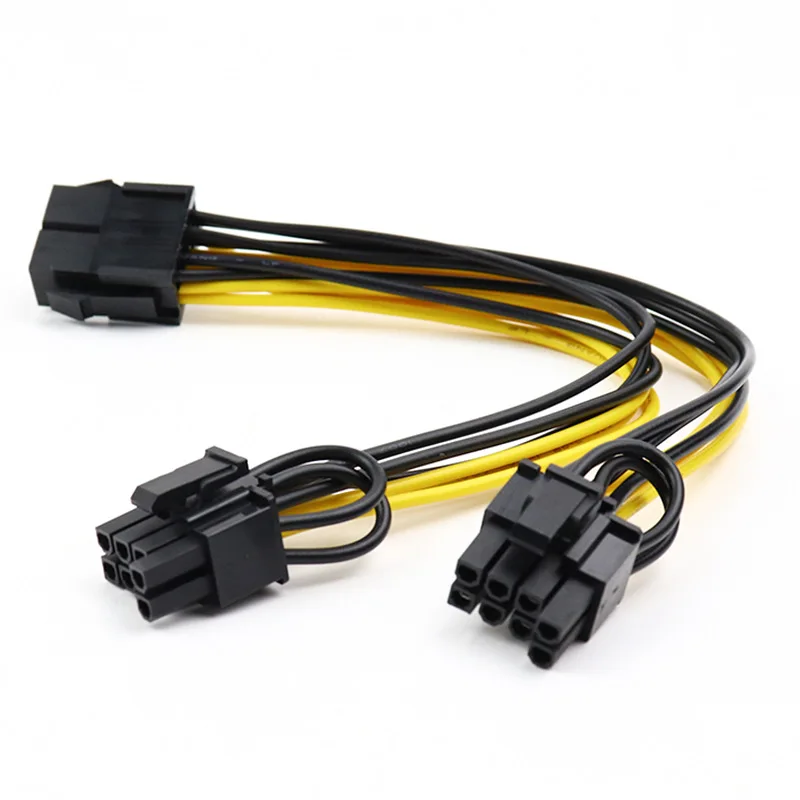 

100PCS CPU 8Pin Female To Male Graphics card GPU 2X8pin Power Supply Cable extension cord Y Splitter Adapter Free shpping by DHL