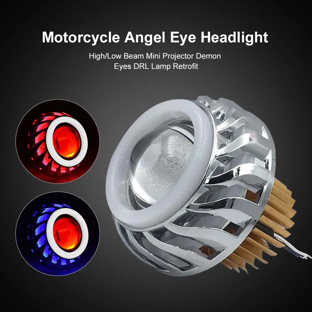 

Car Motorcycle Headlight LED Angel Devil Eyes Headlight Projector Lens High/Low Beam Strobe Spotlight DRL Dual Halo Lamp