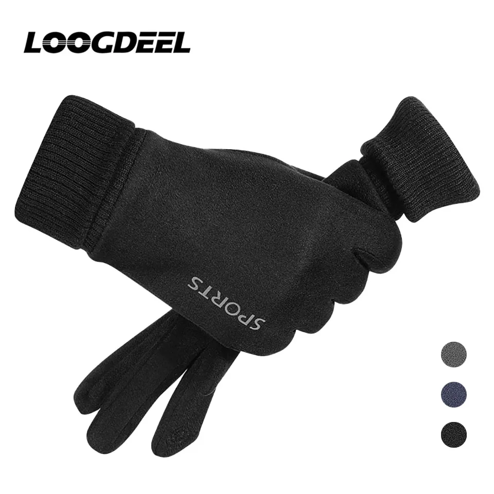 LOOGDEEL 러닝 장갑 터치 스크린 비 슬립 Windproof Shockproof 따뜻한 전체 손가락 Uni야외 스키 사이클링 러닝 장갑