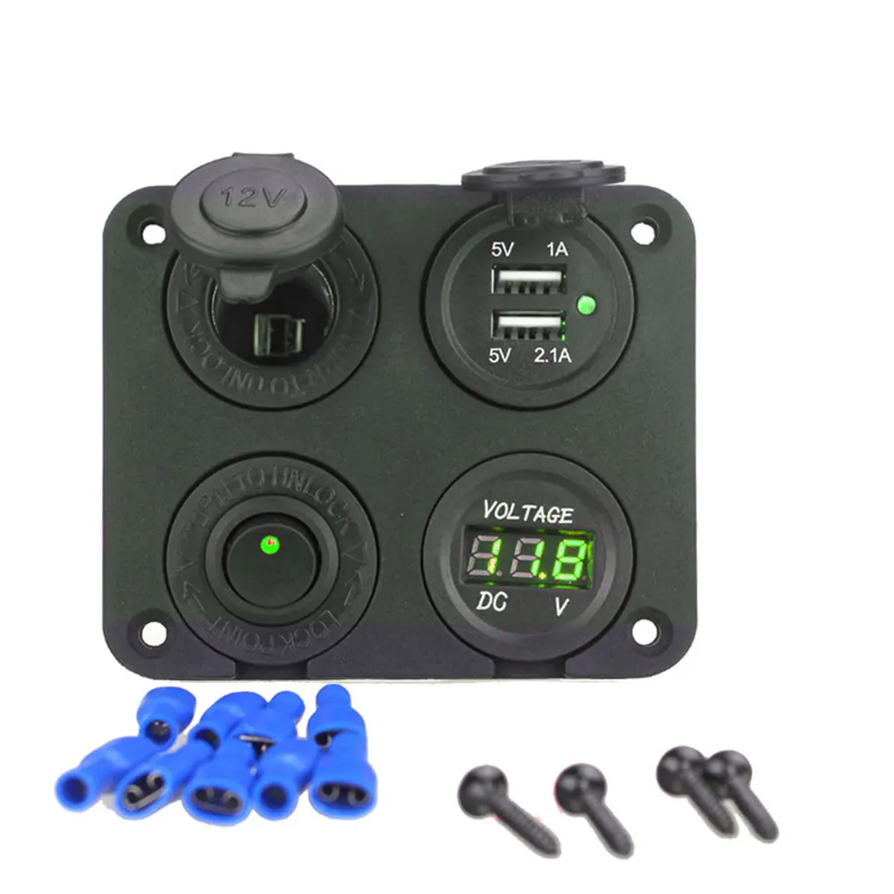 Green Универсальный USB автомобильный вольтметр 5 в 12-24 в корабль мобильное зарядное устройство Автомобильный вольтметр зарядное устройство практичный ABS USB Вольтметр для яхты - Название цвета: Green