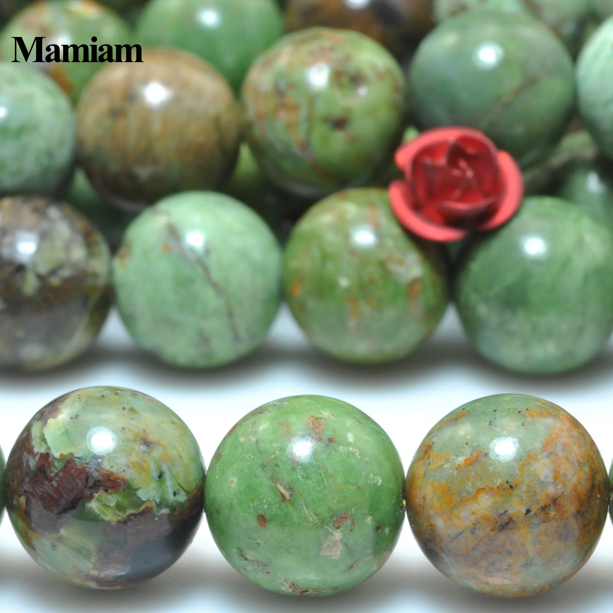 

Mamiam Natural A Green Opal Beads Smooth Loose Round Stone Diy Bracelet Necklace Jewelry Making Gemstone Gift Design