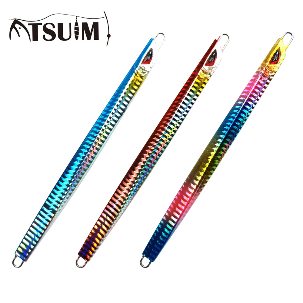 

Atsuim Fast Metal Jigging Lure One Set Luminous Lead Fish Falling Jigs 3 Color 130g180g Saltwater Fishing Lure Artificial Bait