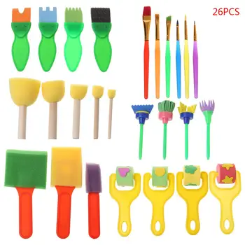 

26PCS/SET Nontoxic Washable Sponge Painting Brushes Set for Kids Children Toddler Early Education Toys Art Supplies Gifts M17F