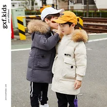 Длинная зимняя куртка-пуховик для мальчиков, новая детская утепленная куртка-пуховик в Корейском стиле, пуховик для мальчиков, пальто для мальчиков,-30
