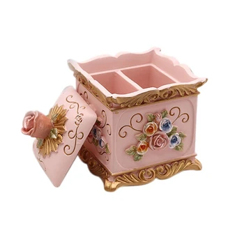 

2 Grids European Cotton Swab Box for Cotton Pads Swab Resin Storage Box with Lid