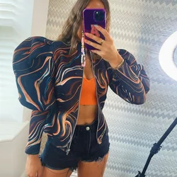 Jaqueta de Inverno das mulheres 2021 Moda de Rua Personalizado Impressão Slim Gola Três dimensional Blusa куртка женская