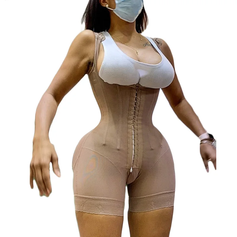 Waist Trainer Fajas Colombianas Steel Bone Hook Eye Closure Tummy Control Adjustable Crotch Open  Bodysuit Thigh Trimmer Corset girdles