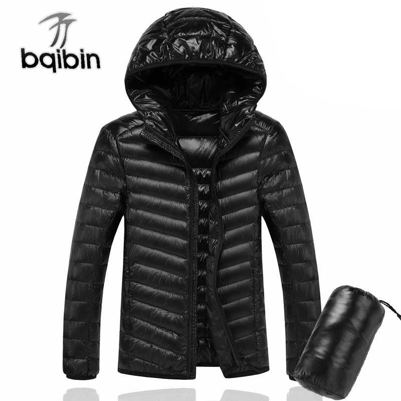 6XL 7XL 90% белая пуховая куртка с капюшоном теплая куртка пальто мужские перьевые сверхлегкие пуховики Мужская Верхняя одежда Пальто с сумкой