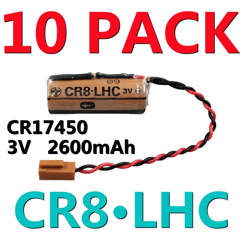 CR8.LHC Electricity Water Meters Fire Alarms Battery CR8 LHC CR17450 3V Lithium Battery Brown Connector 10pcs