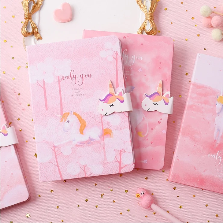 

"Pink Unicorn" Hard Cover Cute Diary Journal Lined Papers Notebook Notepad Beautiful Stationery Gift