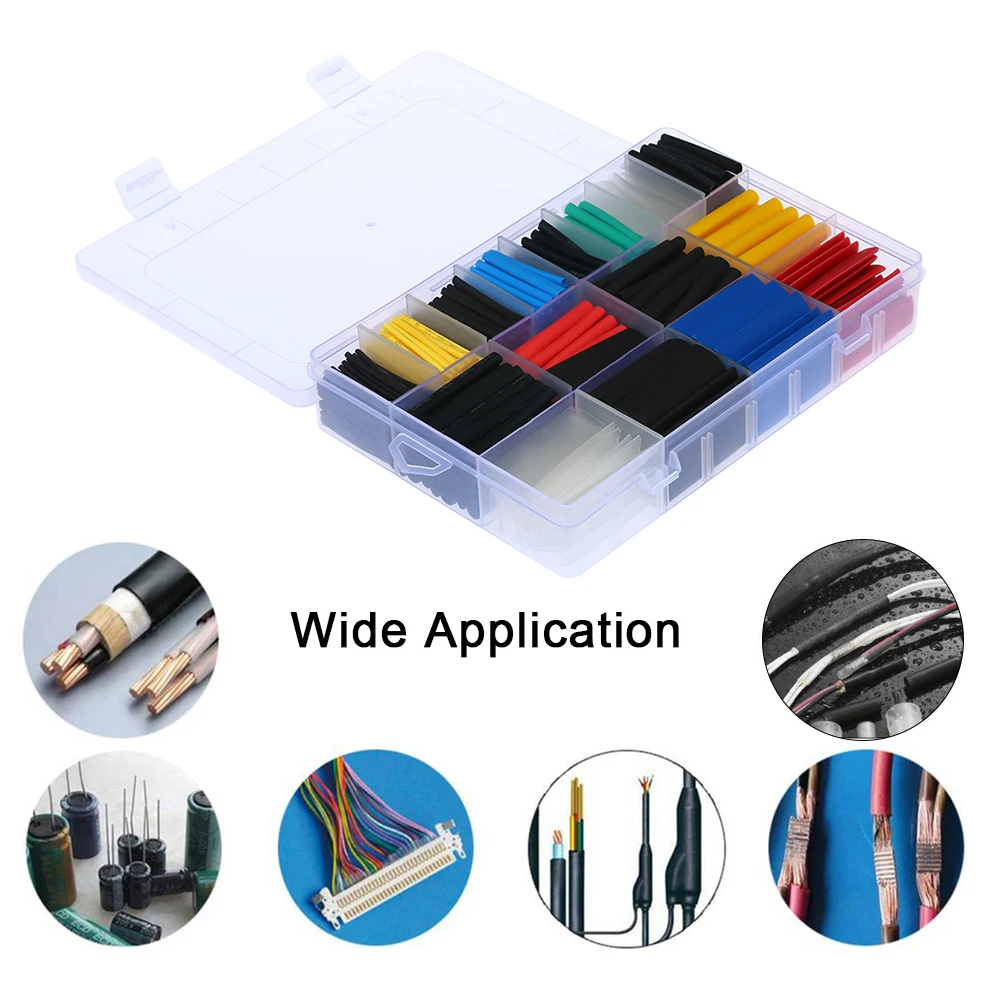 

580PCS Assorted 2:1 Polyolefin heat shrink tube Tubing Tube Halogen-Free cable sleeve Sleeving Wrap Wire Cable Kit