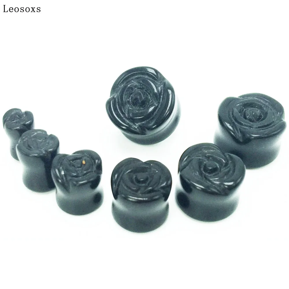 

Leosoxs 2pc New Style Black Rose Flower Carving Ear Expander Contour Stick Ear Contour Piercing Jewelry for Women Men Gift