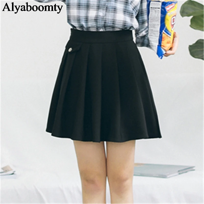 

Preppy Style Autumn Winter Women Mini Skirt High Waist Black Saias Jupe Femme Japanese Cute Kawaii Girl's Pleated Skirts Falda