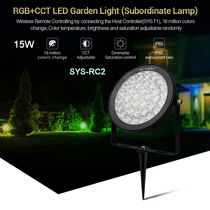 Miboxer DC24V 9 Вт/15 Вт RGB+ CCT светодиодный садовый светильник, водонепроницаемый IP65 вспомогательный светильник, 1 CH хост-контроллер/светодиодный Усилитель мощности сигнала - Испускаемый цвет: SYS-RC2   15W
