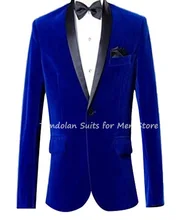 

Men Suit Casual Royal/Blue/Burgundy/Black/Brown Velveteen Man Blazer Men's Shawl Lapel Coat Costume For Wedding Only One Jacket