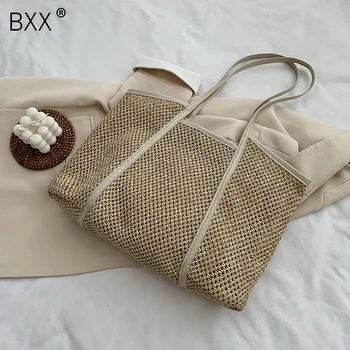 

[BXX] High Capacity Straw Bags For Women 2020 Summer Crossbody Lady Travel Handbags Female Shoulder Messenger Bag HN030