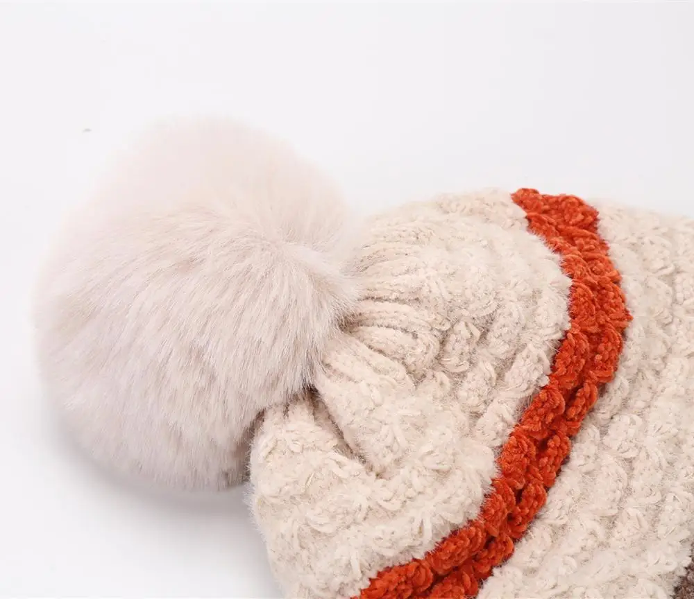 Зимние шапки для женщин, Шапка-бини Skullies Bonnets для девочек, зимняя однотонная Вязаная Шапка-бини с помпоном, теплая шапка invierno тюрбан