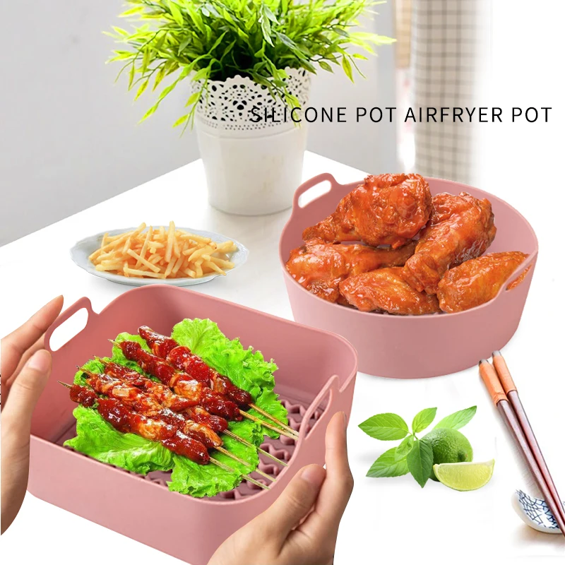 Air Fryer Silicone Pot Multifunctional Air Fryer Basket Liners Air Fryers  Oven Tools For Bread Fried Chicken Pizza - AliExpress