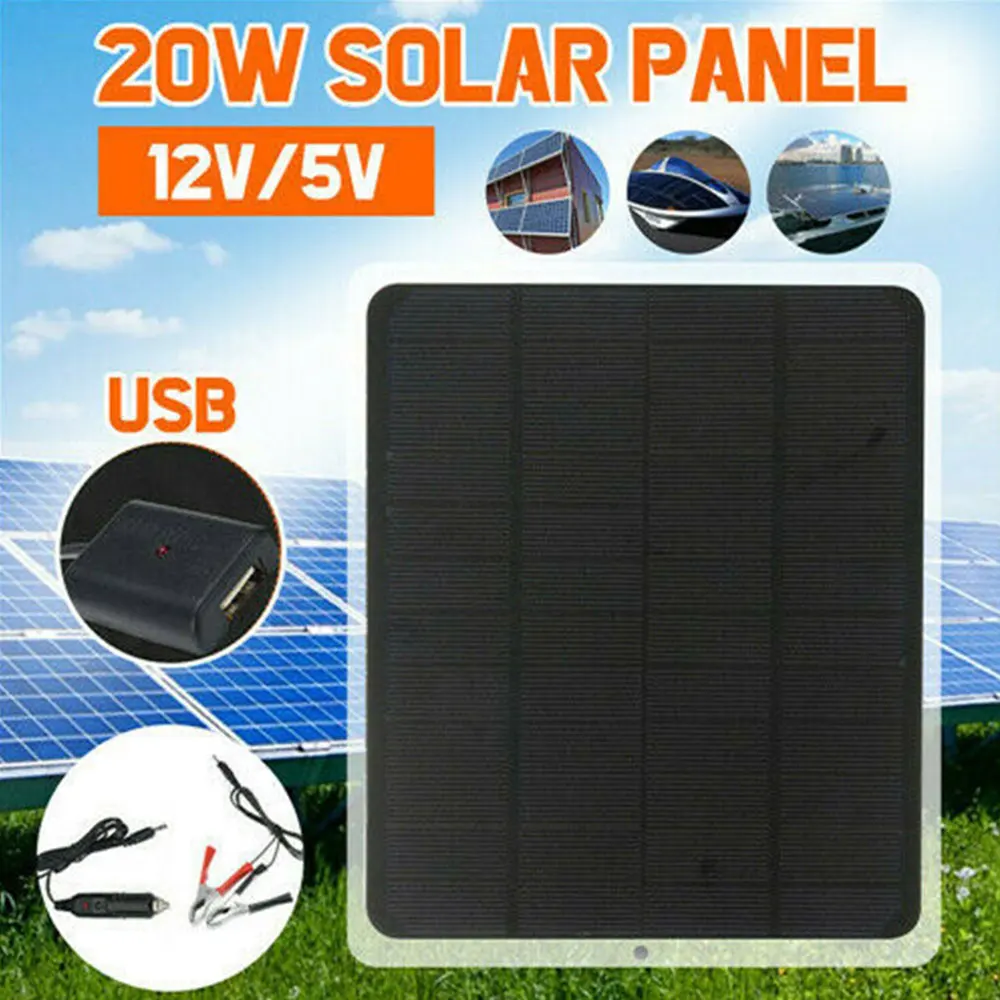 HOT 18V 20W USB Solar Panel solar cells sun bank sunpower DC USB Monocrystaline Flexible Solar Charger For Car power Supply