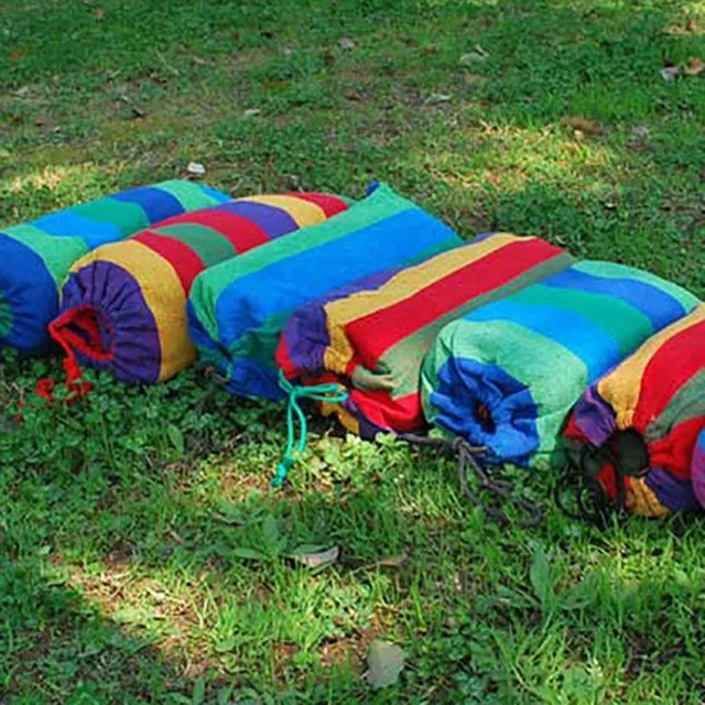 Outdoor Leisure Rainbow Canvas Hammock  With Backpack 5