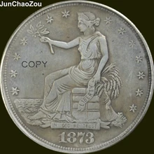Соединенные Штаты Америки 1873 CC сидящий Liberty медная Посеребренная торговая копия доллара монеты