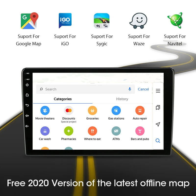 JMCQ Android 10.0 2GB+32GB CarPlay Car Radio Multimidia Video Player GPS For Toyota Corolla E140 E150 2006 2012 2013 2 din