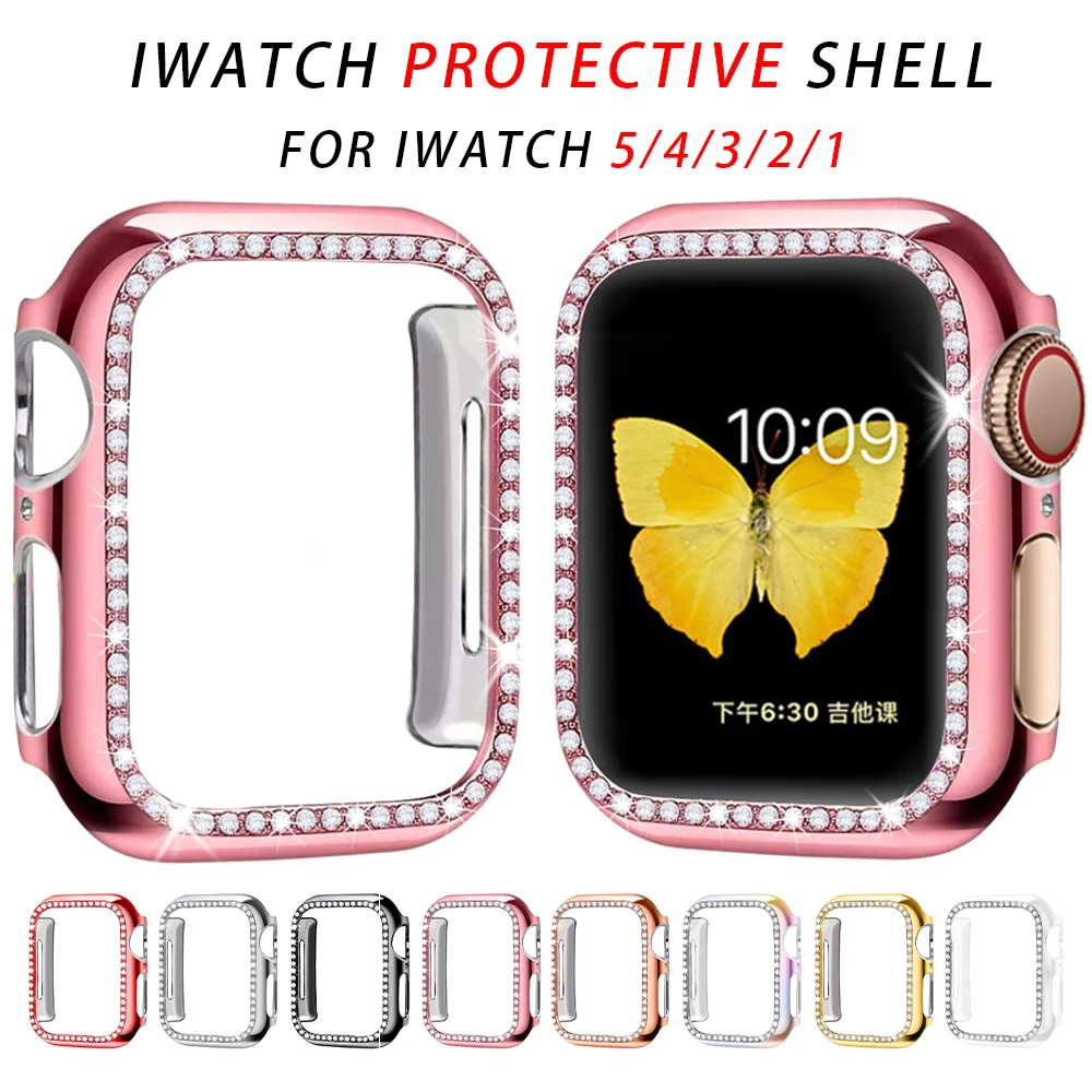 Чехол-бампер с алмазами защитный чехол для Apple Watch Cover Series 5 4 3 2 1 38 мм 42 мм чехол s для Iwatch 5 4 40 мм 44 мм аксессуары для часов