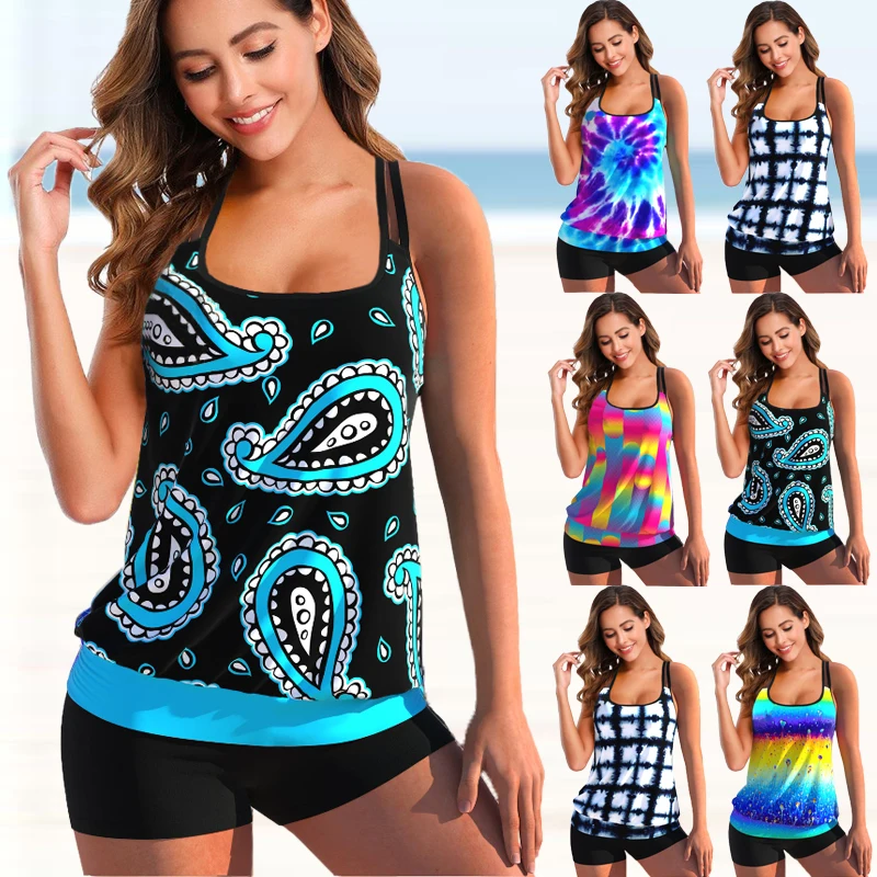 

Women Plus Size Sexy Swim Tankini Monokini Swimwear Two Pieces Swimsuits Fashion Printed Tankinis Summer Beachwear Bathing Suit