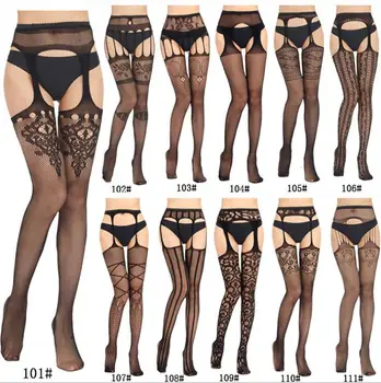

New style woman Sexy Lace Stockings Transparent Lace Nylon Stockings Crotchless Erotic Lingerie sexy Babydoll Belt Stockings