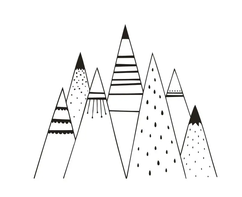 Hand Drawing Mountains Pattern  Wall Decal Nordic Mountain Rang Vinyl Wall Sticker Baby Room Wall Murals Mountains Decal