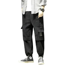 Мужские шаровары с боковыми карманами,, хип-хоп стиль, повседневные мужские брюки для бега, модные повседневные уличные штаны