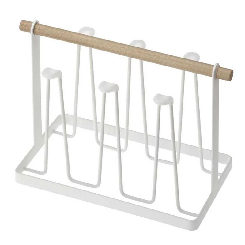 

1pc Creative Metal Storage Rack Stylish Mugs Cups Holder Draining Rack Wood Handle Stylish Storage Holders