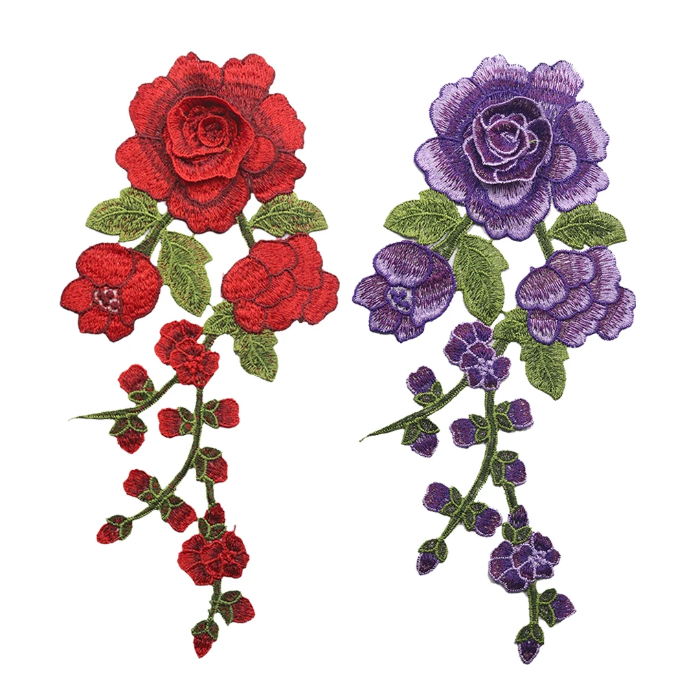 

2pcs Embroidered Patches Flower Sew on Patch Applique for DIY Clothing Jeans Garment Sewing Accessories 5 Colors