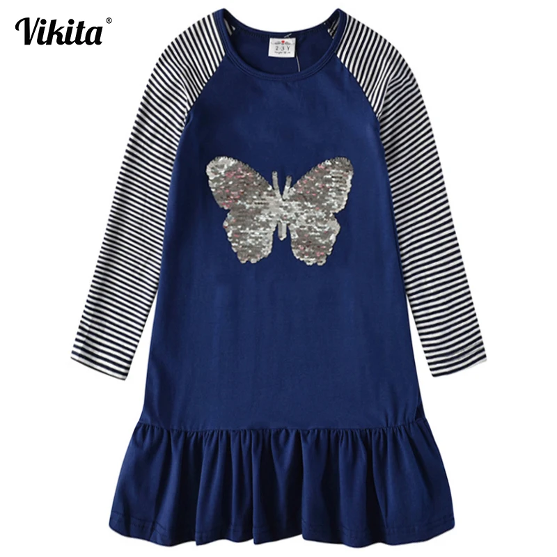 Baby Girl Dress Heart Butterfly Reversible Sequines Kids Party Dresses for Girls Clothes Autumn Winter Children Princess Dress