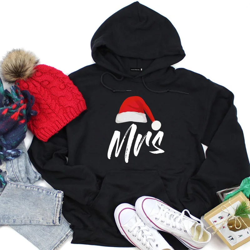 Рождественская пара толстовок, пуловер для женщин с принтом рога, Рождественский свитшот для мужчин, зимние толстовки с капюшоном