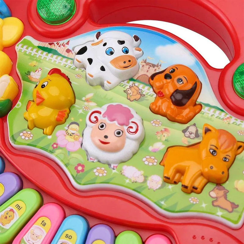 Детская Музыкальная развивающая музыкальная игрушка в виде животного на ферме, развивающая музыкальная игрушка в подарок, звучащая клавиатура, пианино, игровые инструменты