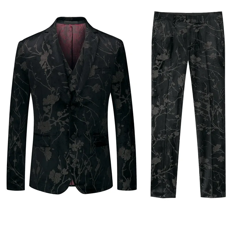 

Men's suits classic men's printed костюм men's gentleman suit 3-piece suit blaze with trousers and vest mens high fashion suit