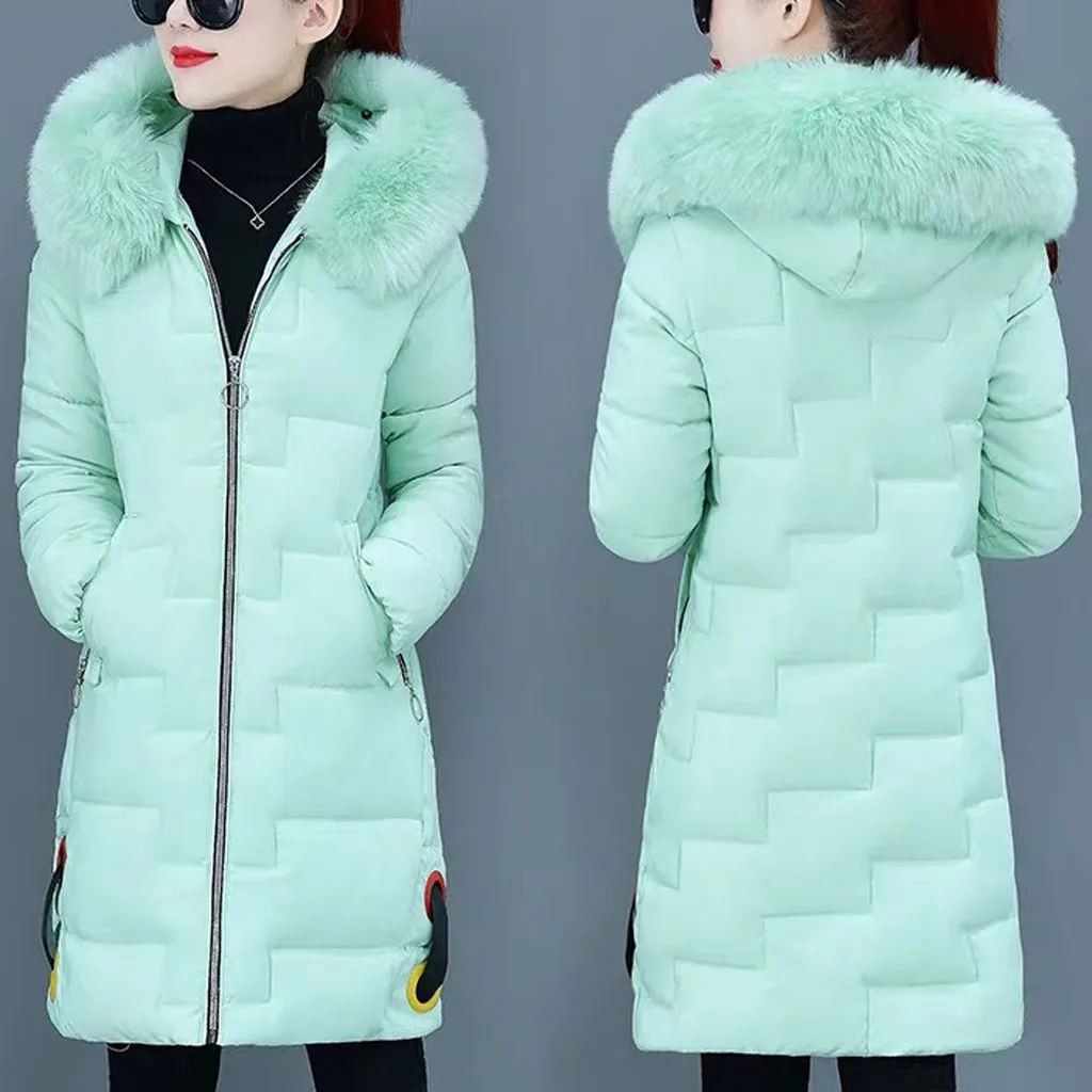 Женское пальто с капюшоном, длинное пальто, парка большого размера, цветная куртка, Длинная женская зимняя Толстая куртка, парки, Женское зимнее пальто#3