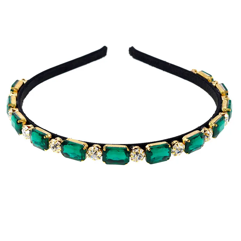 Новинка барочная Хрустальная лента для волос с зелеными стразами головная