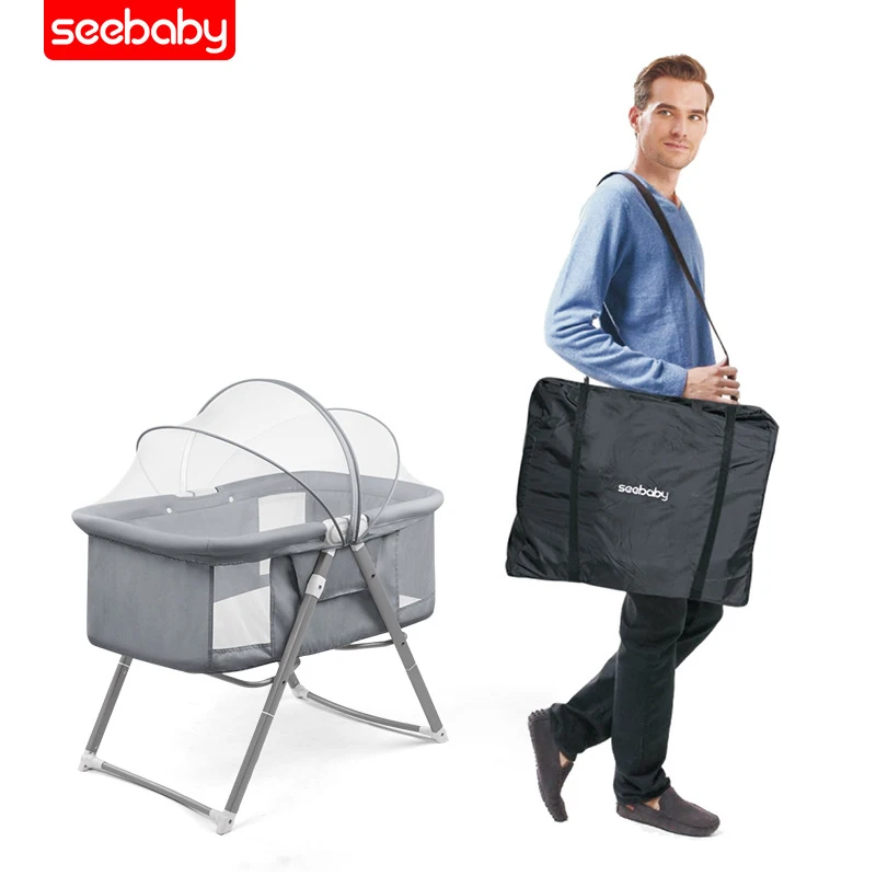 Seebaby 4 в 1, Детский шейкер, светильник, переносная детская кроватка, детская корзина для сна, детское гнездо с москитной сеткой