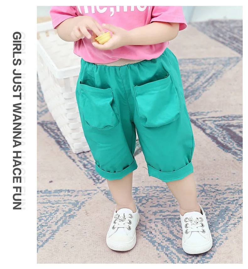 Korean-style Crawler Summer New Style Men And Women Children Bib Overall CHILDREN'S Shorts Baby Pocket xi ha ku Shorts Fash