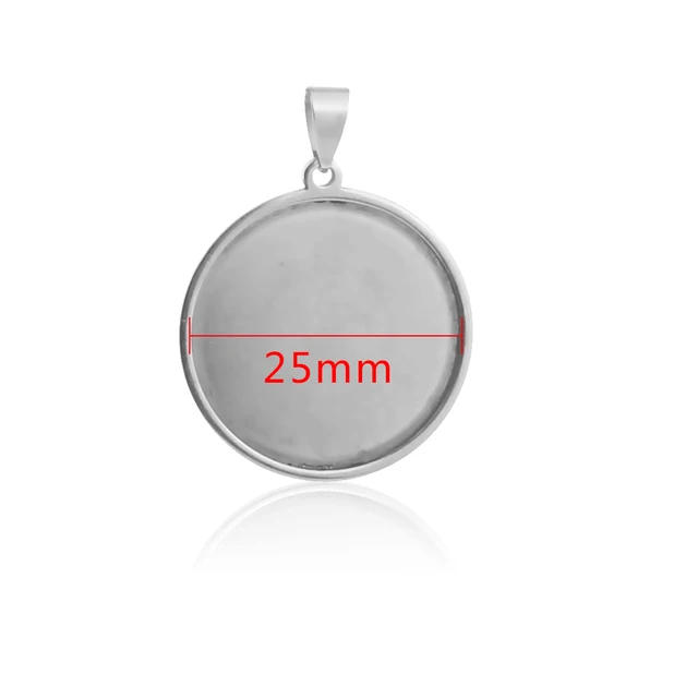 5pcs/lot Stainless Steel Oval Round Square Pendant Cabochon Base Setting Tray Blank 30x40mm Cabochons Jewelry Making Supplies Round-25mm