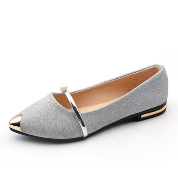 

Glitter Bling Flats Girl Pointed Toe Metal High Quality PU Soft Flat Shoes