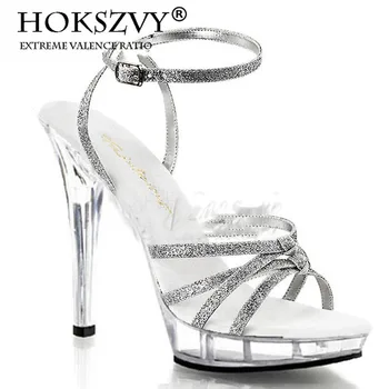 

HOKSZVY 13cm Heels Straight Buckle Cross Strap Buckle Sandals Super High Heel Waterproof Platform Night Roman Shoes LYP