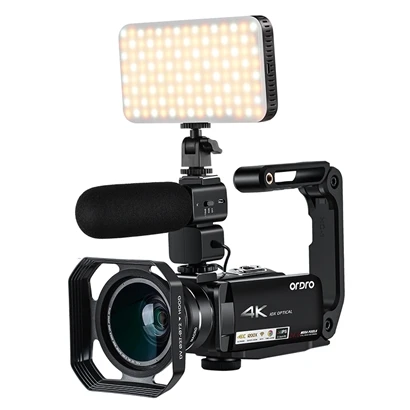 Ordro AC7 4K HD WI-FI 24MP Цифровая видеокамера инфракрасная видео Регистраторы Ночное видение 10xoptical зум ПК для просмотр в режиме реального - Цвет: add lens mic led