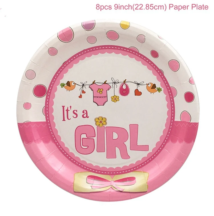Воздушные шары в виде слона, украшения для девочек и мальчиков, детские украшения для дня рождения, крещения, крещения - Цвет: B Pink Paper Plate