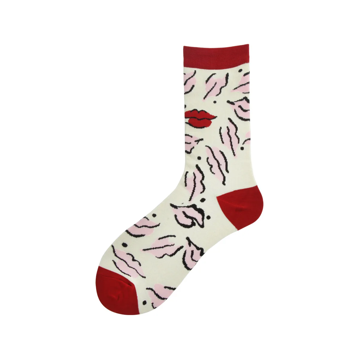 Хлопковые женские носки, коллекция осень, новые модные милые носки с губами для студентов, простые эластичные удобные женские носки в консервативном стиле - Цвет: Белый