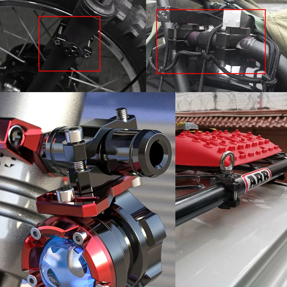 Motorcycle Stent Bracket 17-54mm Multifunction Holder Handle Fixed Bumper Headlight Light Clamp Moto Auxiliary Spotlight Clip